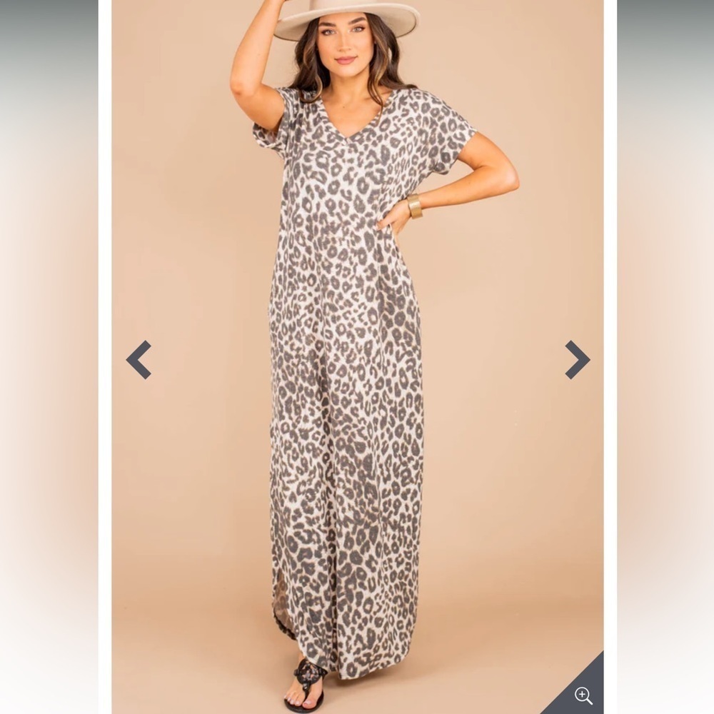 Sweet Love Jen On The Hunt Mocha Brown Leopard Maxi Dress Size S